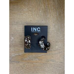 INC International ConceptsTextured Sculptural Hoop Earrings Gold Tone Statement